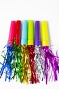 Party Horn Blower with colored streamers Royalty Free Stock Photo