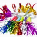 Party Horn Blower with colored streamers Royalty Free Stock Photo