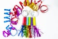 Party Horn Blower with colored streamers Royalty Free Stock Photo