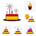 Set of Party icon template vector. Celebration vector illustration. Thin line icons for party Royalty Free Stock Photo