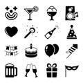 Party icons set, contrast flat Royalty Free Stock Photo