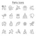 Party icons set in thin line style Royalty Free Stock Photo