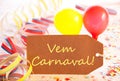 Party Label, Balloon, Streamer, Vem Carneval Means Happy Carnival