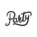 Party lettering sign with bursting light rays. Vector vintage illustration.