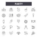 Party line icons, signs, vector set, linear concept, outline illustration Royalty Free Stock Photo