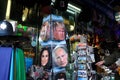 Party masks of Trump, Putin Prince Harry and Meghan Markle on sale along with postcards in convience store in London UK 1-10-2018