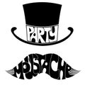 Party Mustache and hat with text.