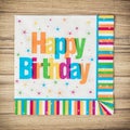 Party napkin with the title happy birthday, celebration theme