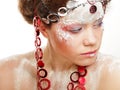 Party, New Year and Carnival concept: Beautiful winter snow queen. Royalty Free Stock Photo