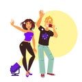 Party night dancing night girl vector flat icons Royalty Free Stock Photo