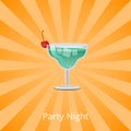 Party Night Margarita Decorated by Cherry Cocktail Royalty Free Stock Photo