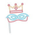 party night mask crown neon on stick