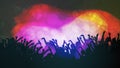 Party People Crowd, Festive Disco Event Background - Vector Illustration