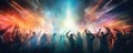 party people dancing at concert blurred background AI generated Royalty Free Stock Photo