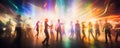 party people in a disco blurred background AI generated Royalty Free Stock Photo