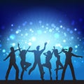 Party people on disco lights background Royalty Free Stock Photo