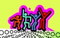 Party people, dynamic background. Large group of man flat, cartoon characters having fun. Crowd of young people dancing, club Royalty Free Stock Photo