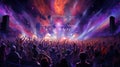 Party people on a huge stage created with Generative AI. People dancing on a concert. Royalty Free Stock Photo