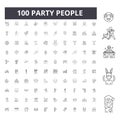 Party people line icons, signs, vector set, outline illustration concept Royalty Free Stock Photo