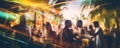 party people on tropical beach landscape AI generated Royalty Free Stock Photo