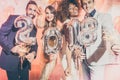 Party people women and men celebrating new years eve 2018 Royalty Free Stock Photo