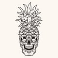 Party pineapple vintage sketch monochrome