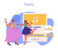 Party Playlist concept. Friends dancing to a curated selection, an evening Royalty Free Stock Photo