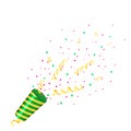 Party popper with confetti and streamer on white background Royalty Free Stock Photo