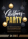 Party poster Merry Christmas holiday club invitation gold ornament decoration