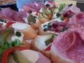Party refreshment with bread, cheese and ham Royalty Free Stock Photo
