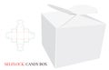 Gift Box Template, Vector with die cut / laser cut layers. Candy Box. White, clear, blank, isolated Candy Box mock up on white bac