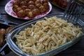 Party snack food table with baked potatoes Royalty Free Stock Photo