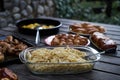 Party snack food table with baked potatoes Royalty Free Stock Photo