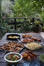 Party snack food table with baked potatoes Royalty Free Stock Photo