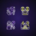 Party songs ideas neon light icons set Royalty Free Stock Photo