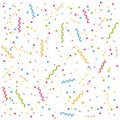 Party streamers and confetti background.