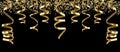 Party streamers golden gold rich luxury in black backgound - 3d rendering