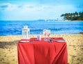 Party table on the beach