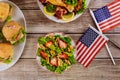 Party table for celebrating american holiday Independence, President, Memorial Day Royalty Free Stock Photo