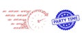 Grunge Party Time Seal Stamp and Recursion Time Icon Collage
