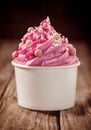 Party treat of decorated berry ice cream Royalty Free Stock Photo