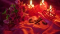 Party Valentine with decoration candle burning and flower footage