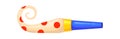 Party whistle. Blowout festival noisemaker in football stadium, cartoon illustration