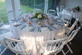 Party white table set up for wedding reception dinner Royalty Free Stock Photo