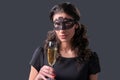 Party woman holding glass with champagne Royalty Free Stock Photo