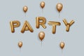 party written with golden foil balloons. party lettering gold balloons, party typography background with ornament balloons. vector