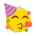 Partying Emoji Icon Illustration. Horn and Hat Party Symbol Emoticon Design Doodle.