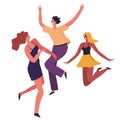 Partying people, female characters dancing and laughing vector