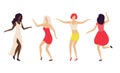 Partying Women in Nightclub, Lady Dancing Vector