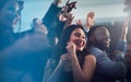 The partys ours to enjoy. an energetic young couple dancing together at a party at night.